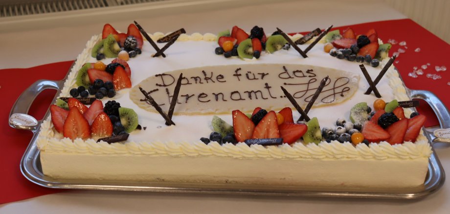 Cake with thanks to the sponsoring organisations