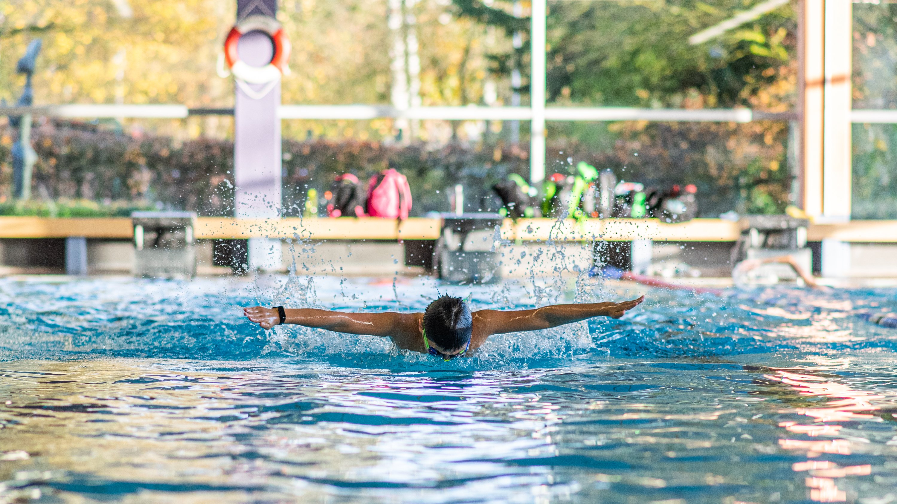 Swimmers in the indoor pool