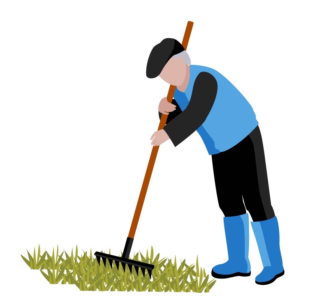 A man rakes in a meadow A man rakes in a meadow