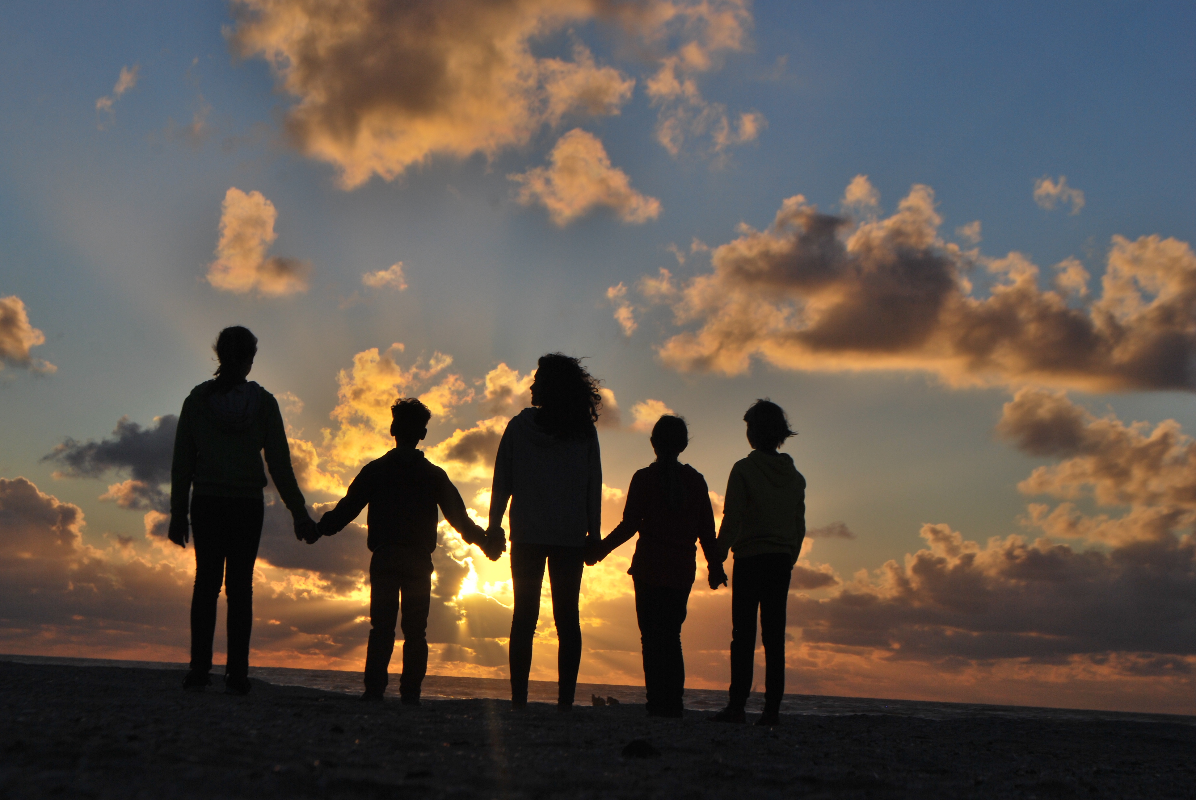 Young people during the sunset