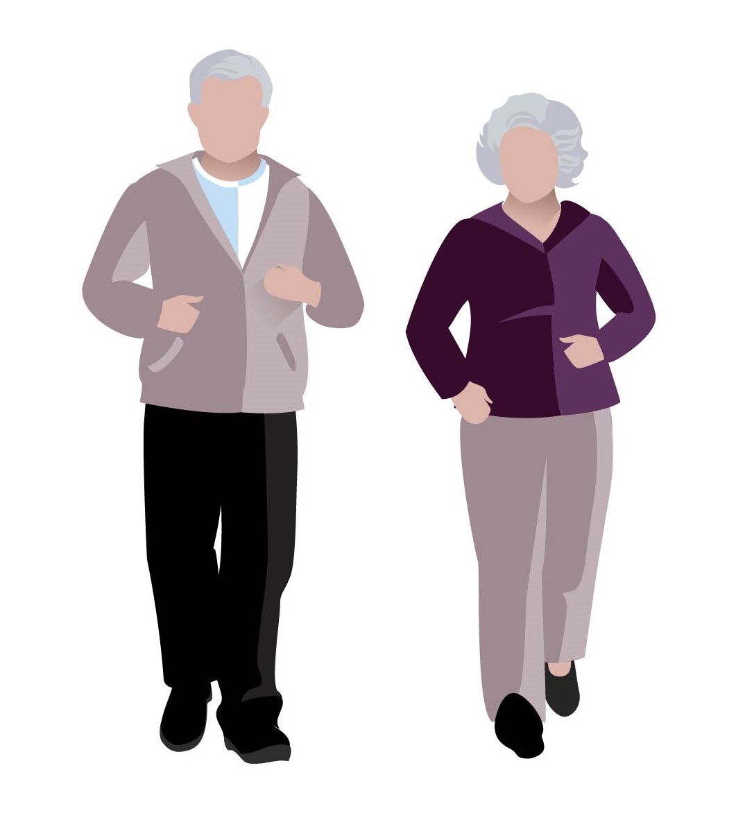 A woman and a man walking