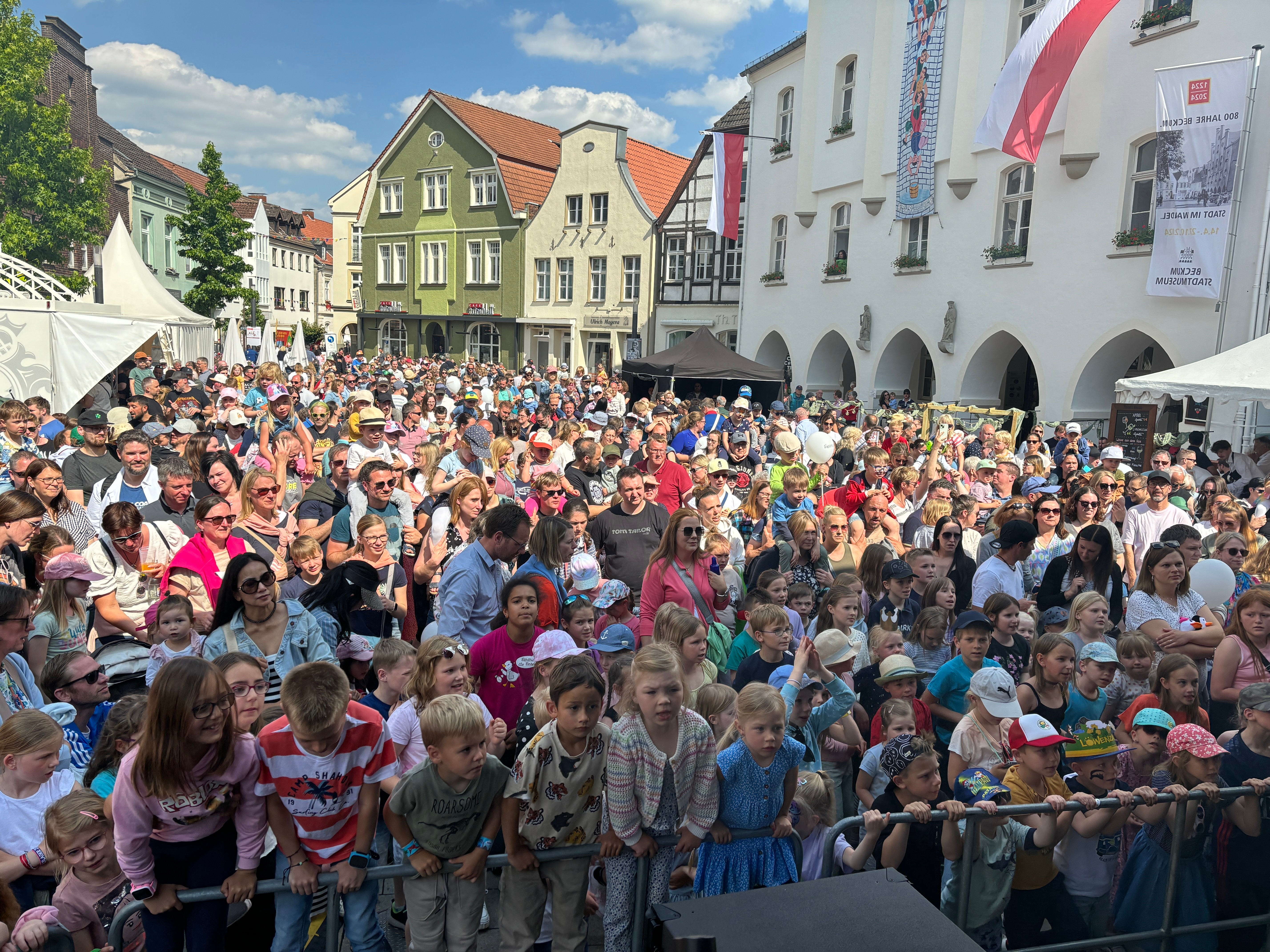 Mr H played in front of the packed market square.