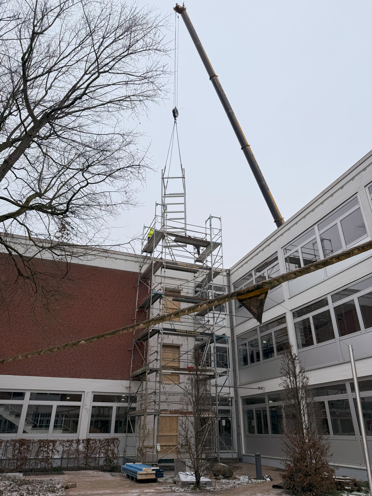 Steel scaffolding at the AMG