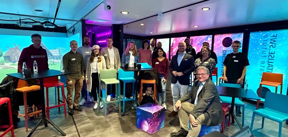 Group picture in the mobile lab