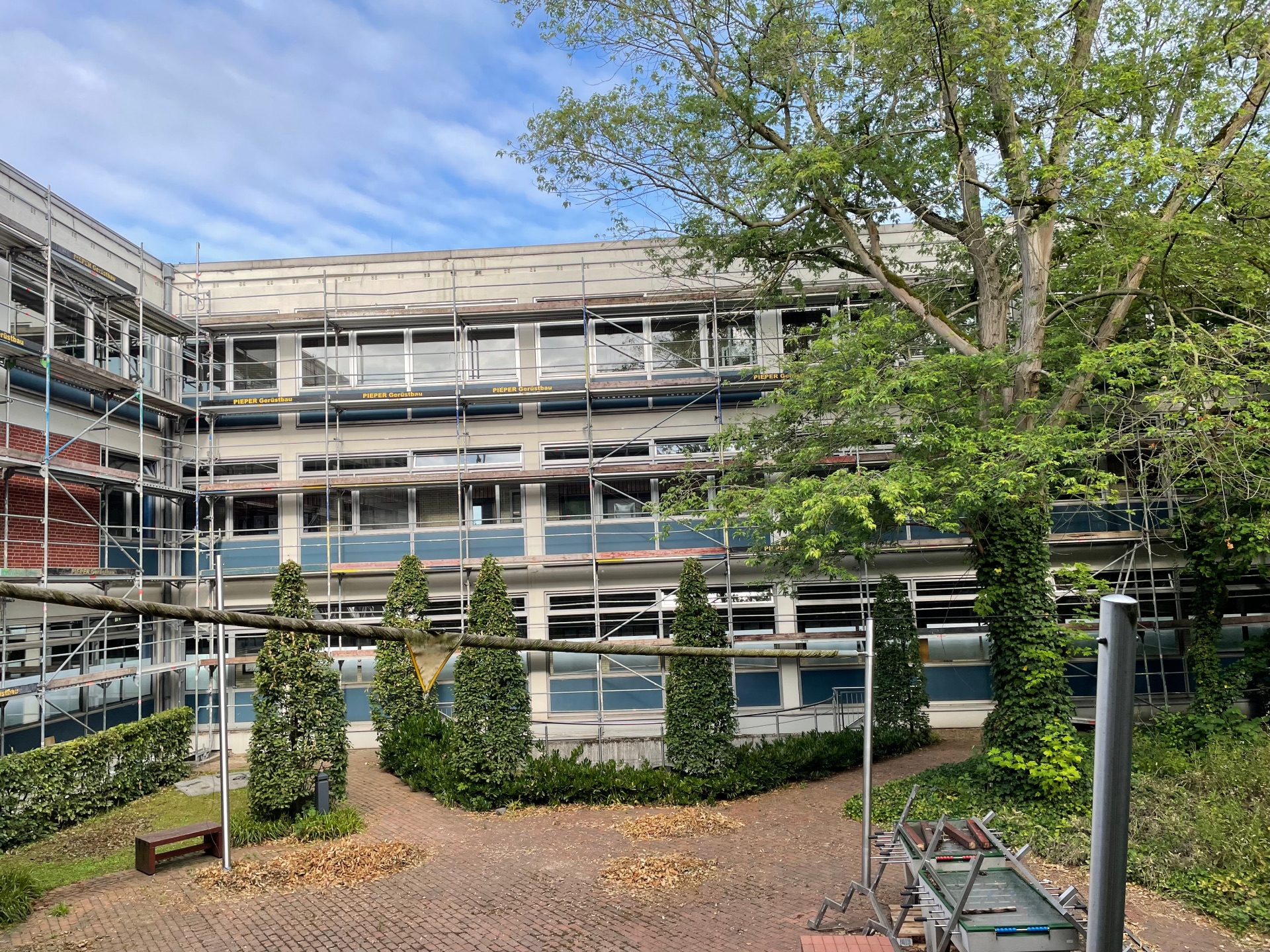 Inner courtyard with scaffolding