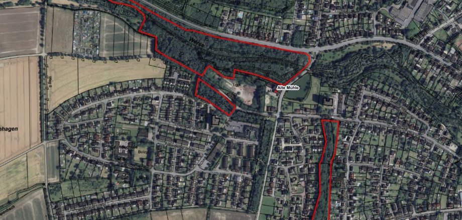Affected areas on an aerial photograph