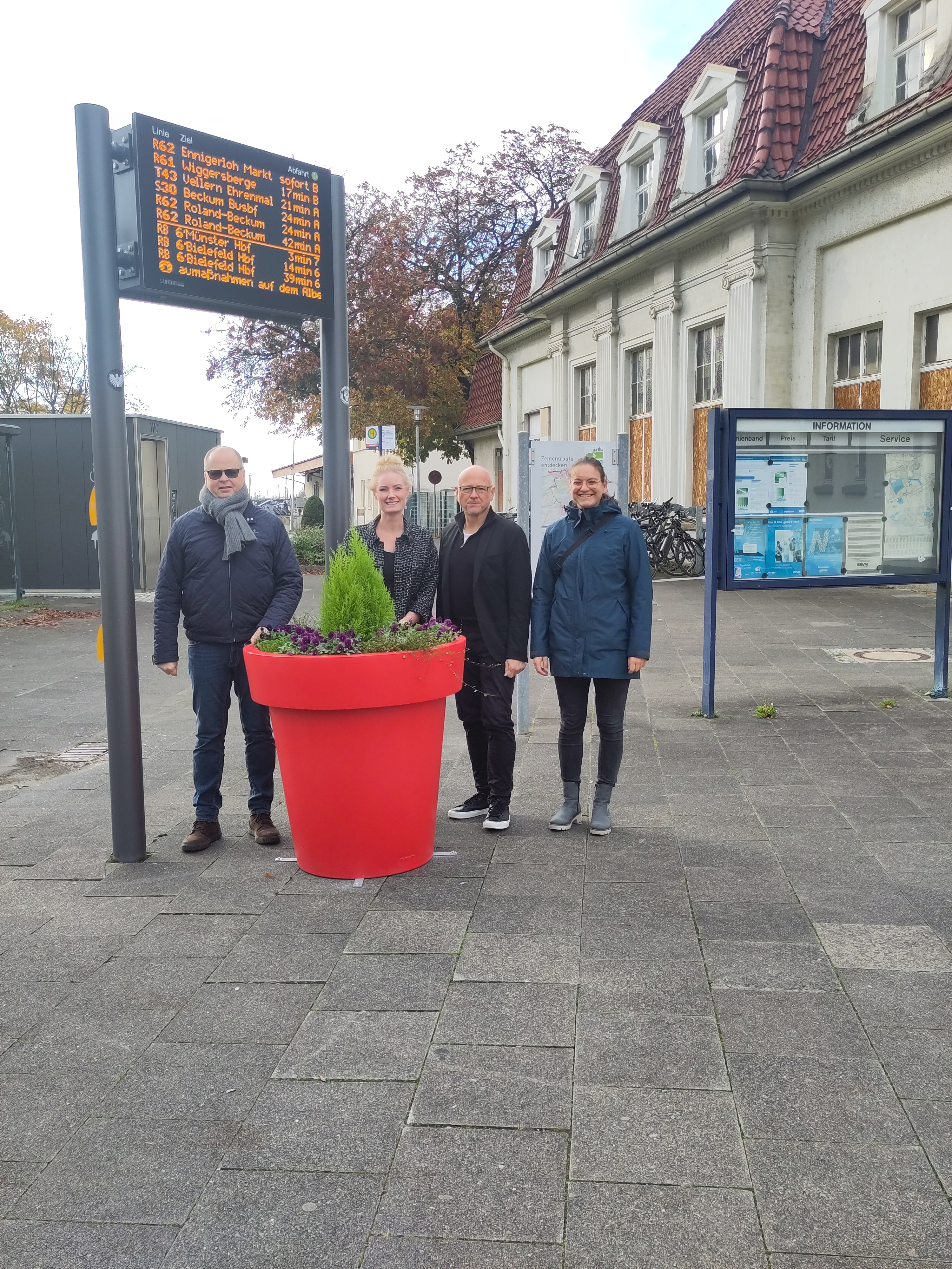 Planters in front of the railway station