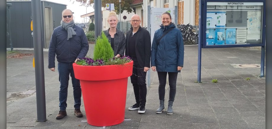 Planters in front of the railway station