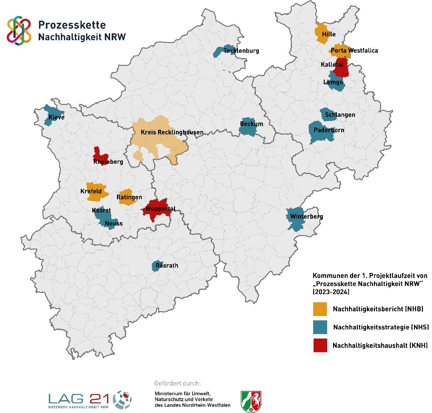 Map with the participating NRW municipalities