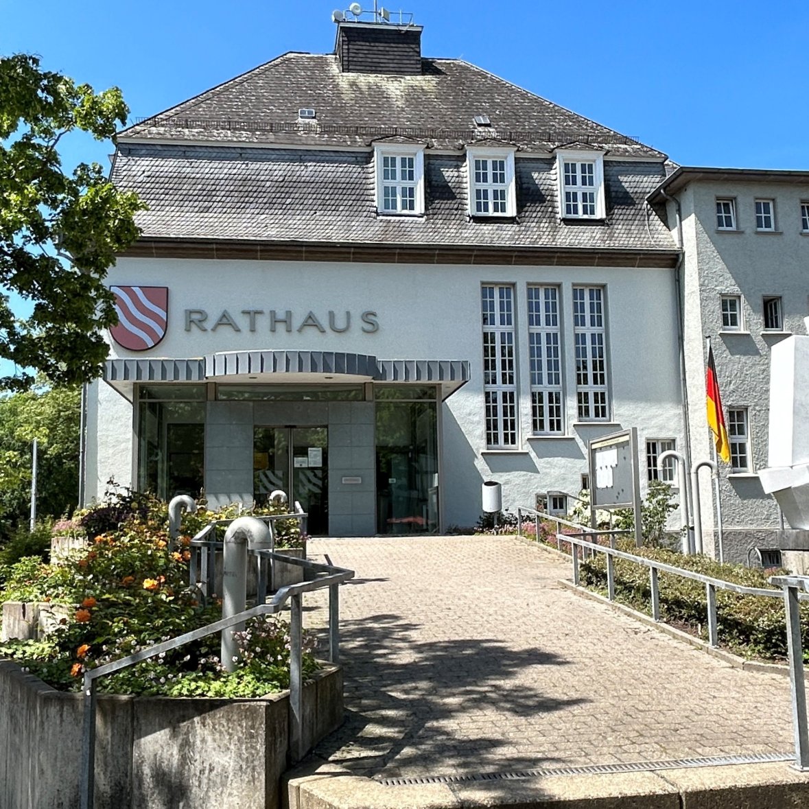 City hall entrance in the sun