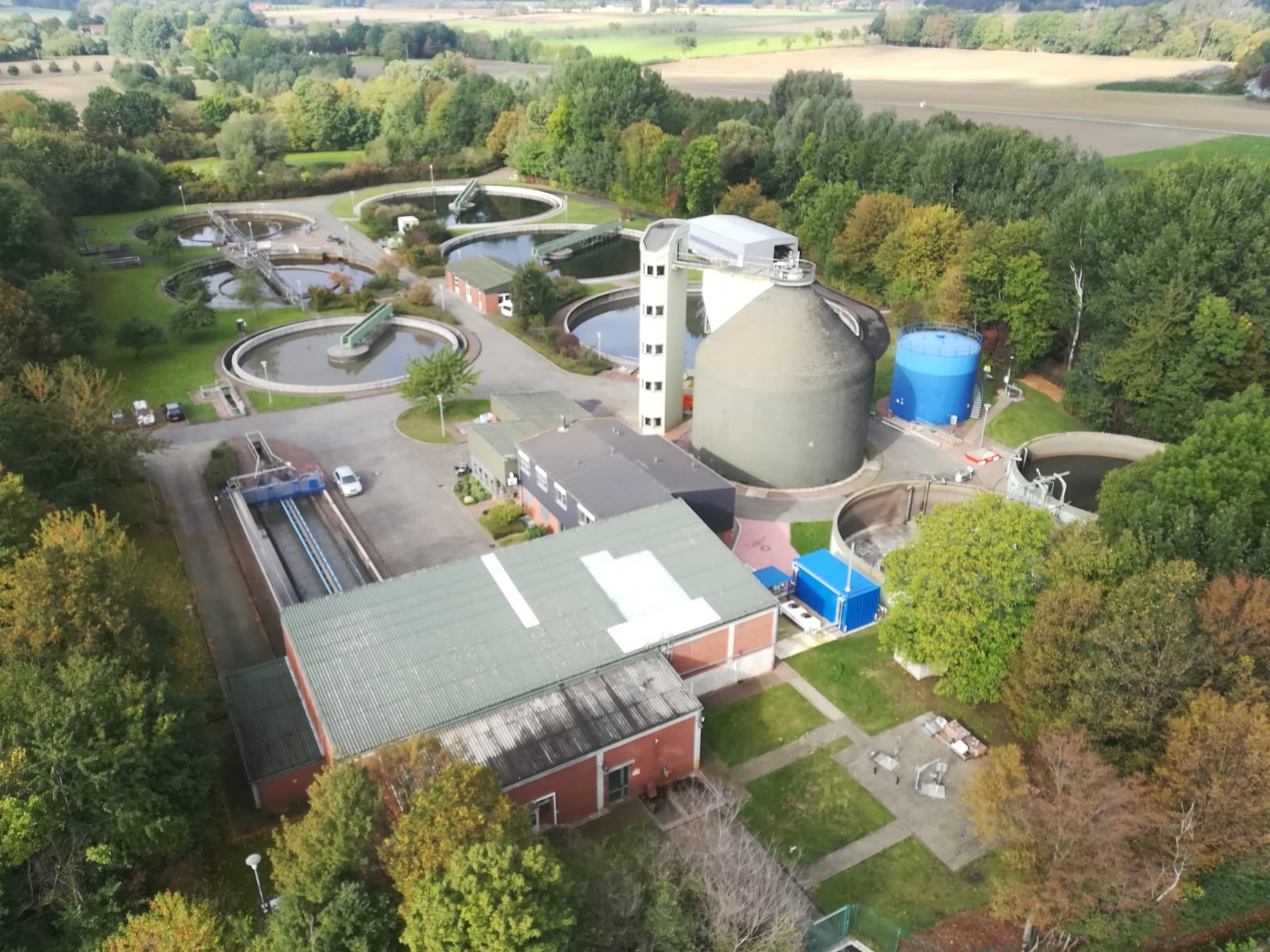 Sewage treatment plant from above