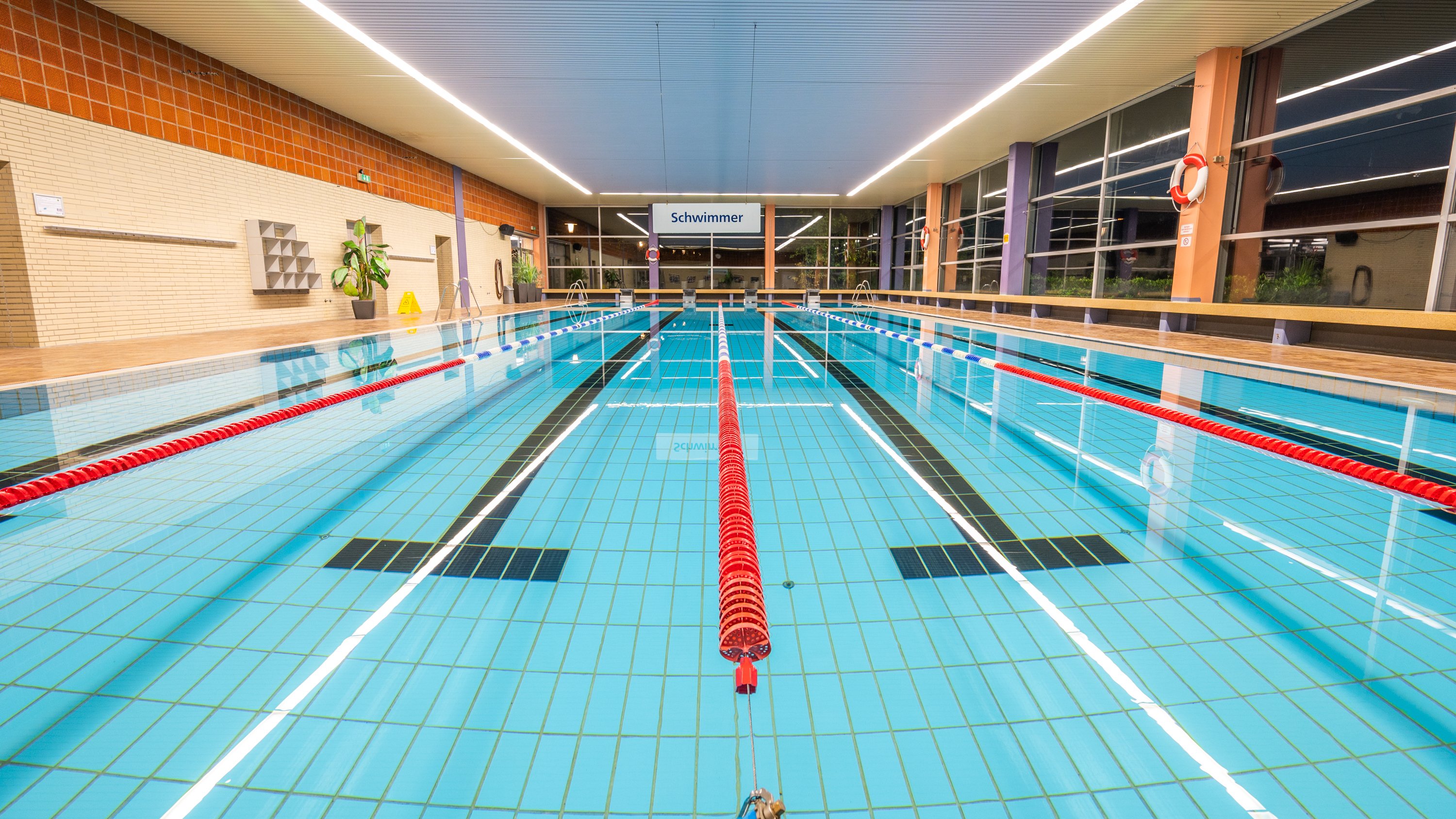 Leeres Becken im Hallenbad