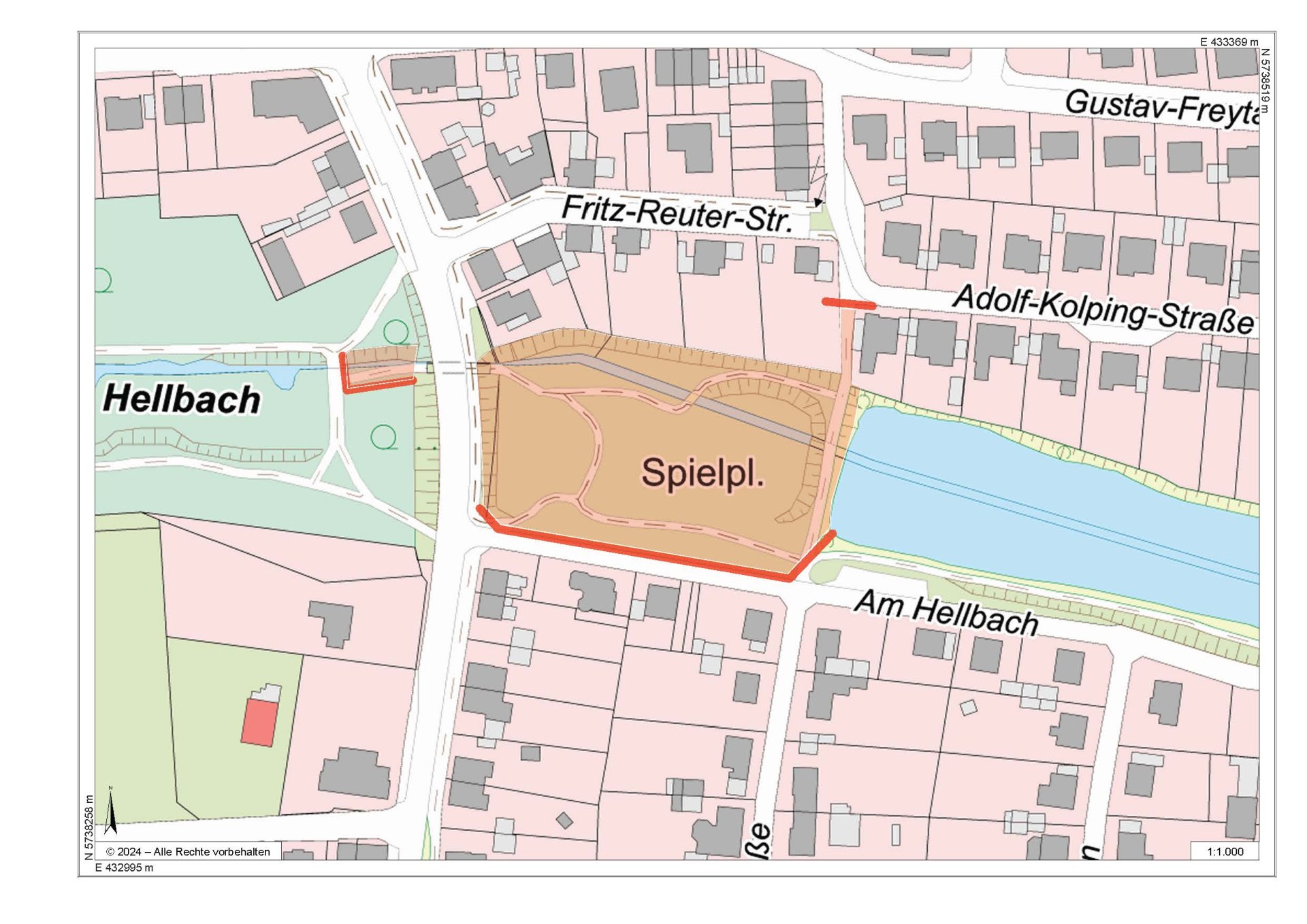 Kartenausschnitt mit Sperrung