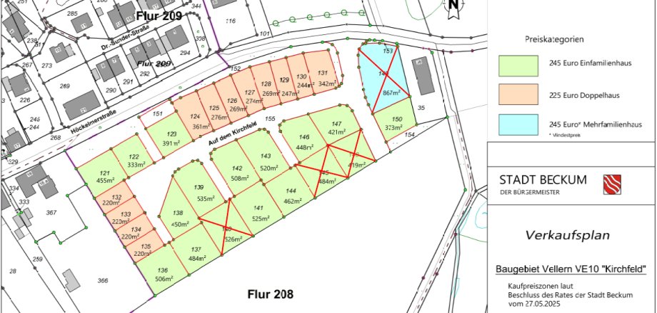 Verkaufsplan Grundstücke in Vellern