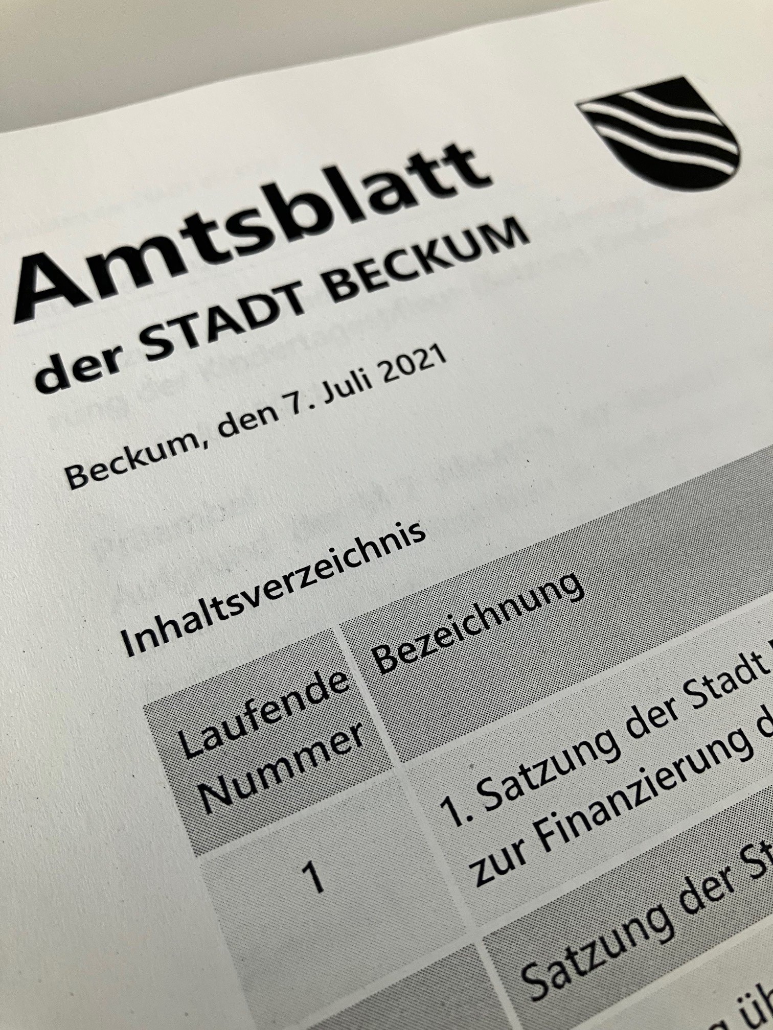 Ausschnitt Amtsblatt